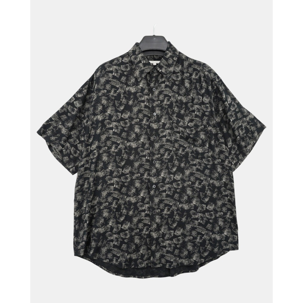 Perry Ellis Abstract Print Rayon Shirt Men's XL Black Short Sleeve